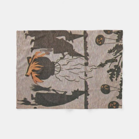 Heks Jack O' Lantern Cauldron Uil Fleece Deken (Voorkant (Horizontaal))