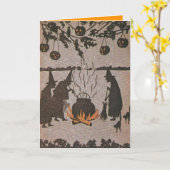 Heks Jack O' Lantern Ketel Uil Kaart (Gele Bloem)