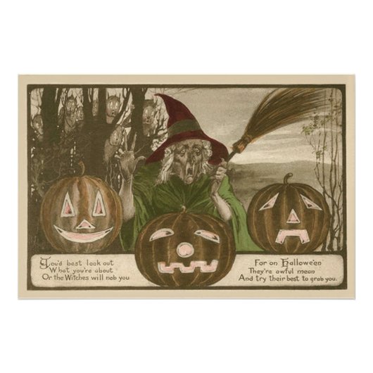 Heks Jack O' Lantern Pompoen Kobold Foto Afdruk (Voorkant)