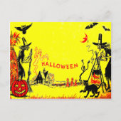 Heks Jack O' Lantern Uil Spook Haunted House Briefkaart (Voorkant)