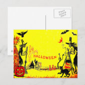Heks Jack O' Lantern Uil Spookhuis Geest Griezeltu Briefkaart (Voorkant / Achterkant)