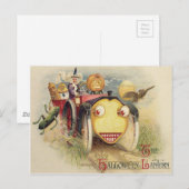 Heks Jack O Lantern Uil Volle Maan Briefkaart (Voorkant / Achterkant)
