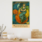 Heks Jack O Lantern Vogel Pompoen Sikkelmaan Poster (Keuken)