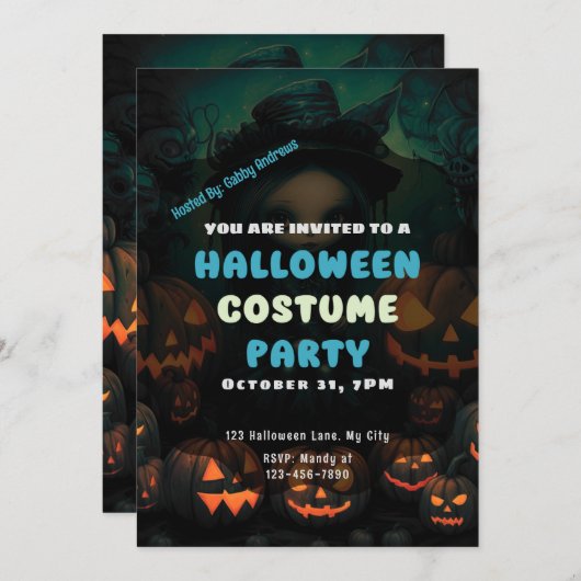 heks Jack-O' Lanterns Halloween Kaart (Voorkant / Achterkant)