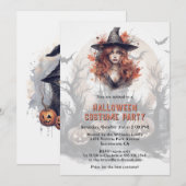 Heks Jack-O-Lanterns Halloween Kostuum Feest Kaart (Voorkant / Achterkant)