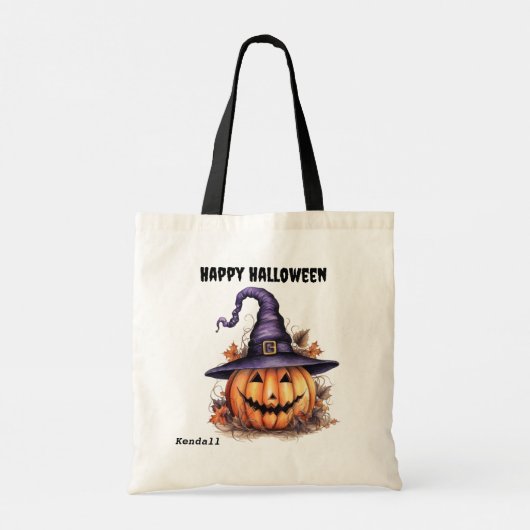 Heks Jack o'Lantern Kinder Halloween Tote Bag (Achterkant)