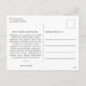 Heks je een spookachtige kersthalloween-trend feestdagenkaart (Achterkant)