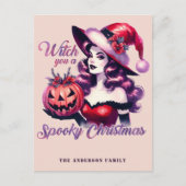 Heks je een spookachtige kersthalloween-trend feestdagenkaart (Voorkant)