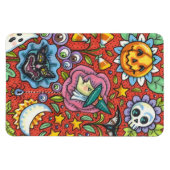 HEKS, KAT, GEEST, KLEURRIJKE HALLOWEEN FOLK GARDEN MAGNEET (Horizontaal)