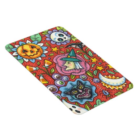 HEKS, KAT, GEEST, KLEURRIJKE HALLOWEEN FOLK GARDEN MAGNEET (Rechterzijde)