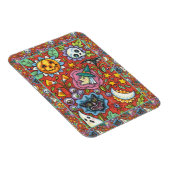 HEKS, KAT, GEEST, KLEURRIJKE HALLOWEEN FOLK GARDEN MAGNEET (Rechterzijde)