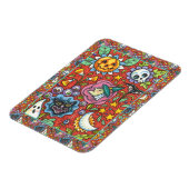 HEKS, KAT, GEEST, KLEURRIJKE HALLOWEEN FOLK GARDEN MAGNEET (Linkerzijde)