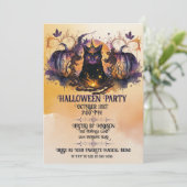 Heks Kat Herfst Pompoen Halloween Kaart (Staand voorkant)