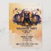 Heks Kat Herfst Pompoen Halloween Kaart (Voorkant / Achterkant)