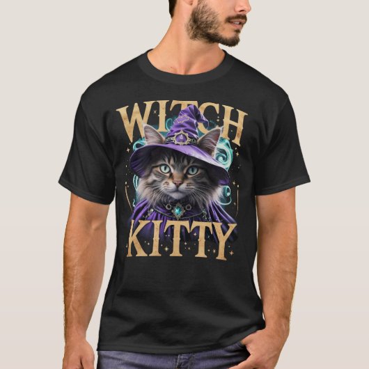 Heks Kat T-shirt: Halloween Cat Lover T-shirt (Voorkant)