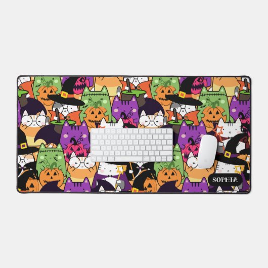 Heks Katten Halloween Bumbkin Grappige Kat Bureaumat (Keyboard & Muis)