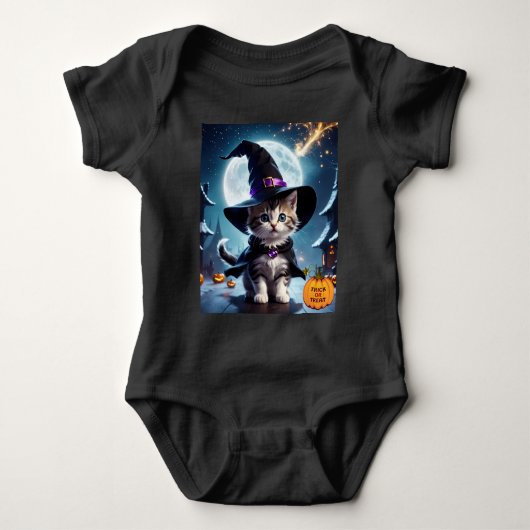 Heks Kitten Lief Halloween Romper (Voorkant)
