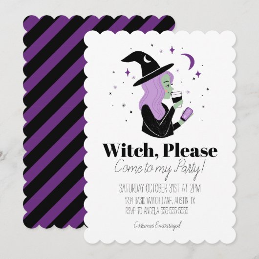 Heks, kom alsjeblieft naar mijn feestje kaart (Voorkant / Achterkant)