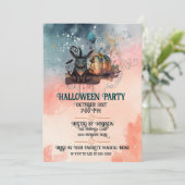 Heks Konijn Herfst Pompoen Halloween Kaart (Staand voorkant)