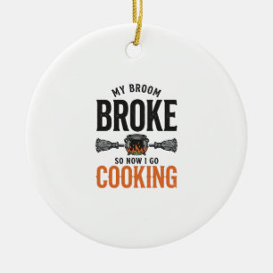 Heks Kook Mijn Bezem Gebroken Grappig Vintage_1 Keramisch Ornament