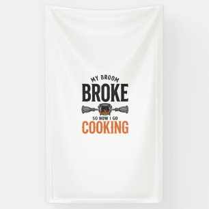 Heks Kookt Mijn Bezem Gebroken Grappig Vintage_1 Spandoek