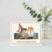 Heks leest Jack O Lantern Pompoen Briefkaart (Staand voorkant)