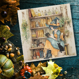 heks leest tarot en Schattigee zwarte kat gothic Kaart