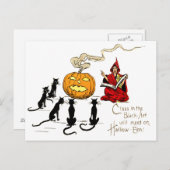 Heks Leren Zwarte Kat Jack O' Lantern Briefkaart (Voorkant / Achterkant)