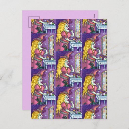 HEKS LIPSTICK, PARFUM & NAGELLAK, GRAPPIG SCHATTIG FEESTDAGENKAART (Voorkant / Achterkant)