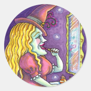 HEKS LIPSTICK, PARFUM & NAGELLAK, GRAPPIG SCHATTIG RONDE STICKER