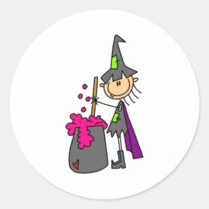 Heks maakt brouwsel ronde sticker