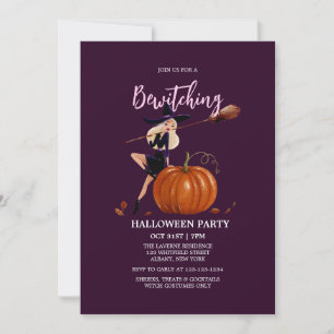 Heks Magic Gouache Halloween Kostuum Party Kaart