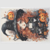 Heks Meisje 1 Halloween Decoupage Papier (Voorkant)