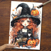Heks Meisje 1 Halloween Decoupage Papier