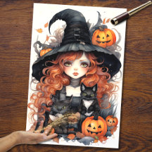 Heks Meisje 1 Halloween Decoupage Papier
