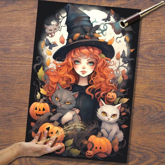 heks meisje 2 halloween decoupage papier