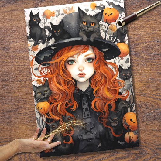 heks meisje 3 halloween decoupage papier