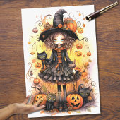 heks meisje 6 halloween decoupage papier