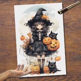 heks meisje 7 halloween decoupage papier