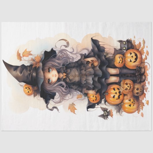 heks meisje 8 halloween decoupage papier (Voorkant)
