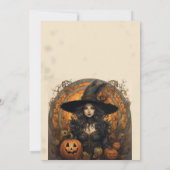 Heks Meisje en Pompoenen Gotische Halloween Kaart (Achterkant)