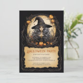 Heks Meisje Gothic Halloween Kaart (Staand voorkant)