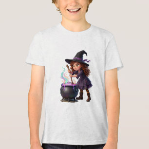 Heks mengt magische ketel Halloween fantasie Tri-Blend Shirt