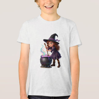 Heks mengt magische ketel Halloween fantasie Tri-Blend Shirt