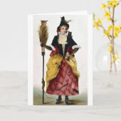 Heks met Bezem en Uil Kaart (Gele Bloem)