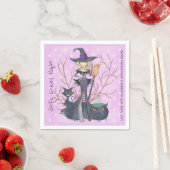 Heks met bezem Halloween vrijgezellenfeest Servet (Insitu)