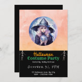  heks met Crystal Ball zwart Halloween Kaart (Voorkant / Achterkant)