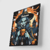 Heks met een drankje op Halloween avond Vierkante Klok (Hoek)