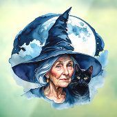 Heks met een Kat - Wicca Halloween 1 Raamsticker (Vel 3)