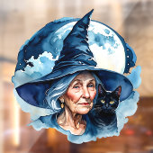 Heks met een Kat - Wicca Halloween 1 Raamsticker (Vel 2)